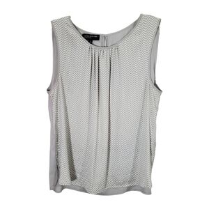 Jones New York Silver Gray Pleated Sleeveless Top